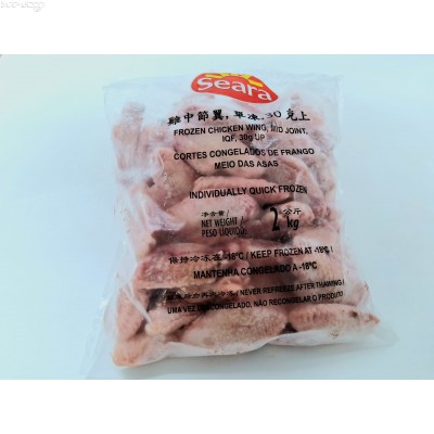 C16L 紅太陽巴西急凍雞中翼(2kg/包，IQF，約56-57隻/包，平均每隻約有35g重)盤點特價HK$55.00/包